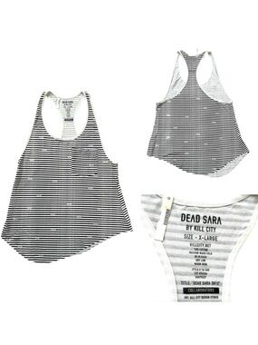 Dead Sara Kill City Striped Racerback Tank Black White Cotton Top XL NWOT